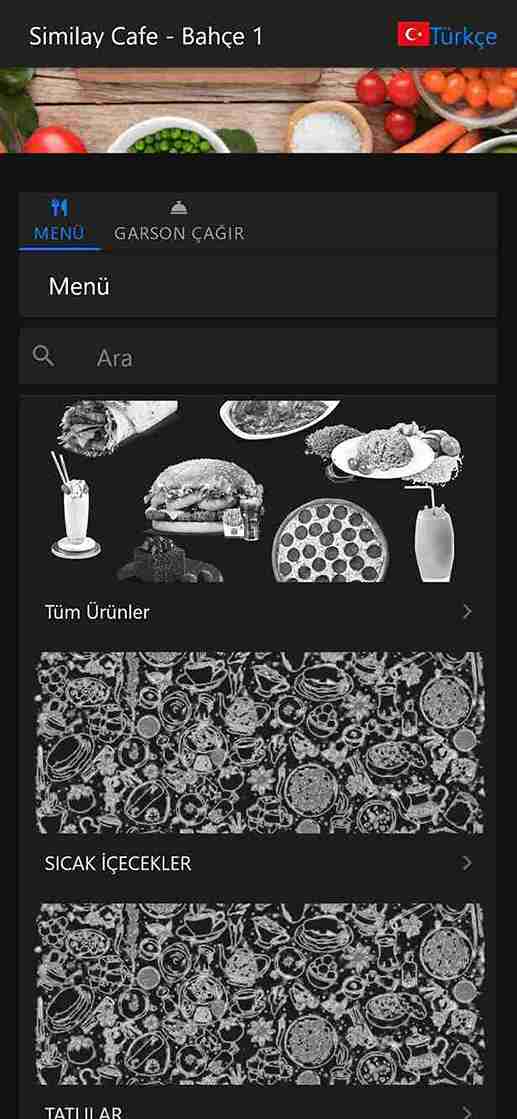 Mobigarson Ana Menü Ekranı - Restoran Yönetim Sistemi